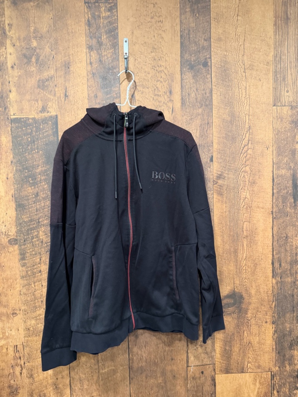 BOSS Men's Black Zip Hoodie Sweatshirt XXL EUC
